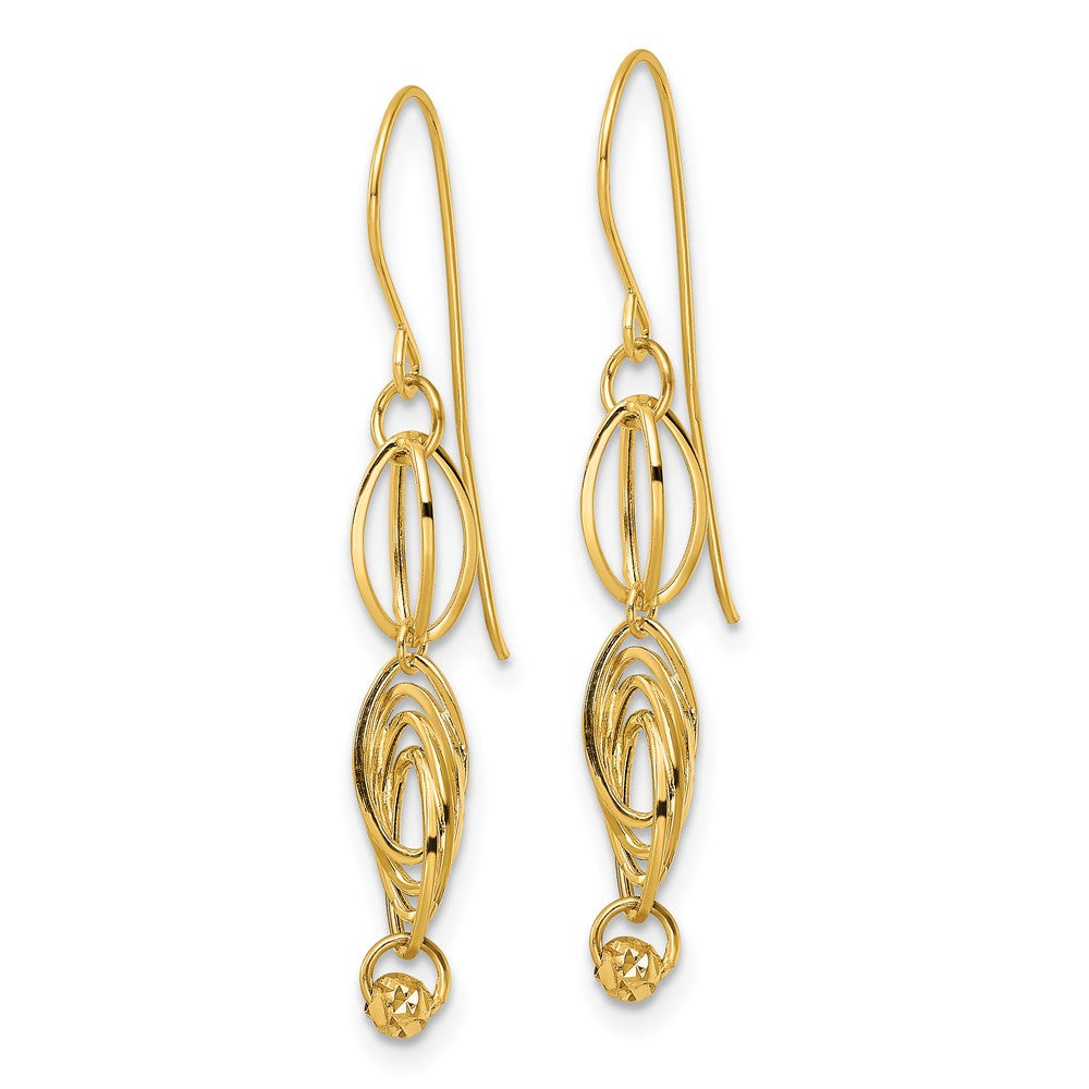 FJC Finejewelers 14 kt Yellow Gold Bright Cut Oval Link Dangle Earrings 36 x 5 mm