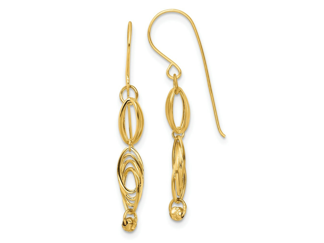 FJC Finejewelers 14 kt Yellow Gold Bright Cut Oval Link Dangle Earrings 36 x 5 mm
