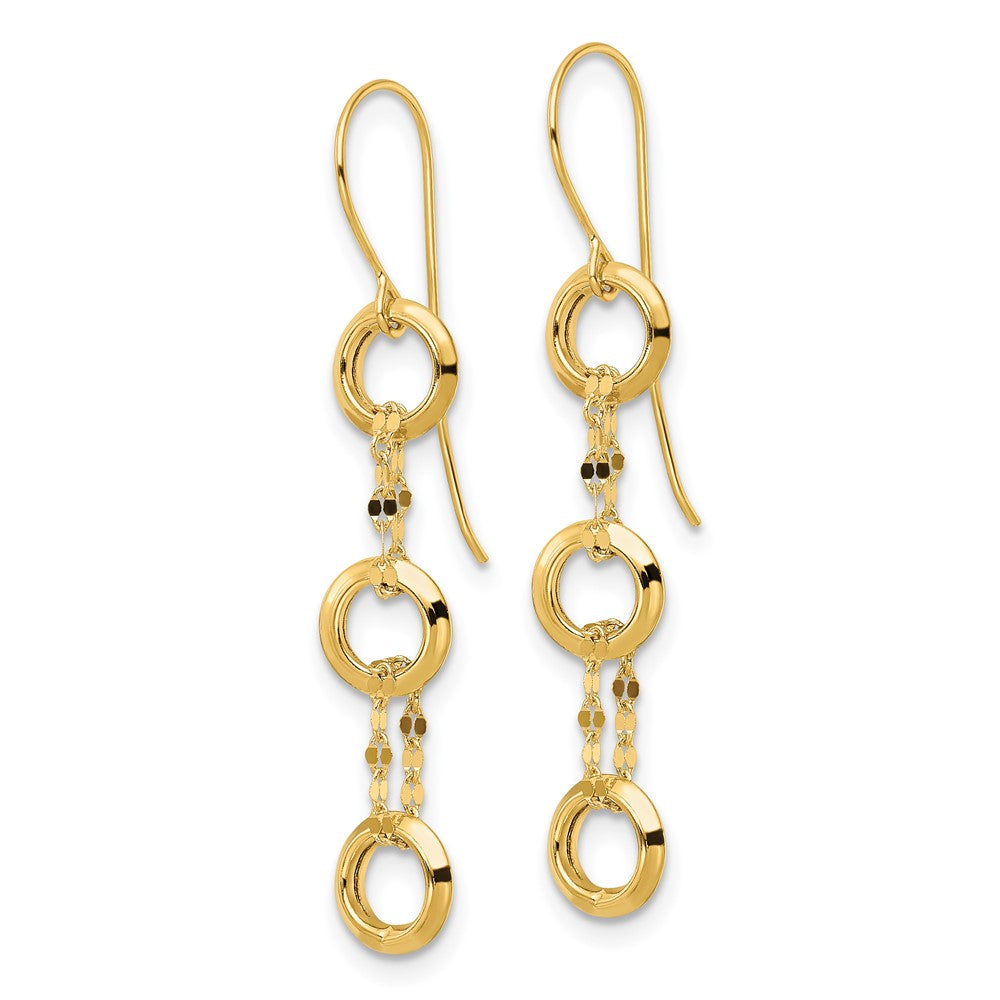 FJC Finejewelers 14 kt Yellow Gold Three Circle Dangle Earrings 39 x 6 mm