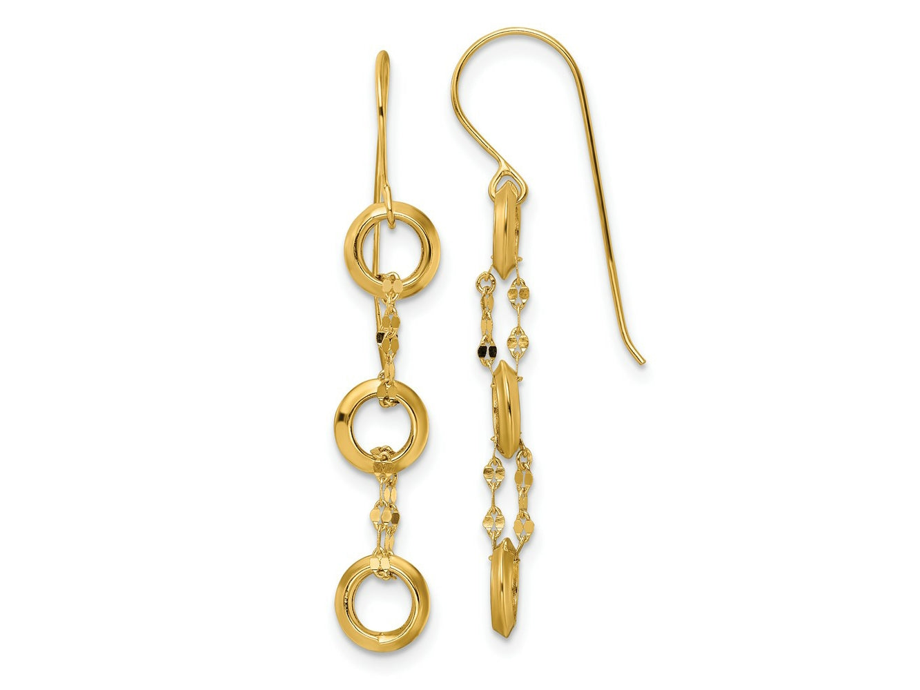 FJC Finejewelers 14 kt Yellow Gold Three Circle Dangle Earrings 39 x 6 mm