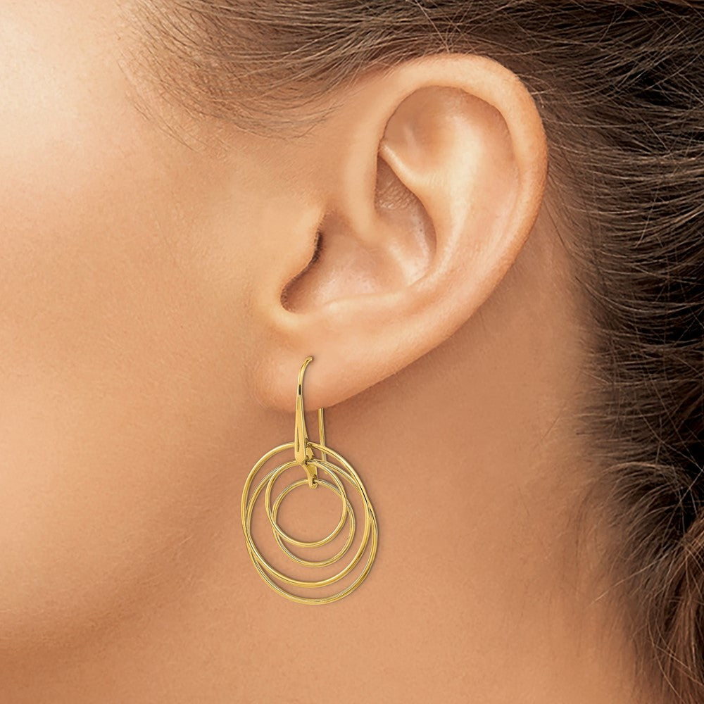 FJC Finejewelers 14 kt Yellow Gold Polished Circles Dangle Earrings 41 x 24 mm