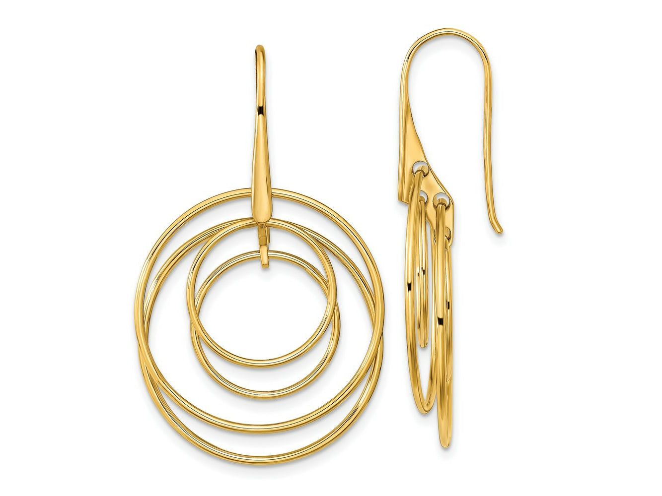 FJC Finejewelers 14 kt Yellow Gold Polished Circles Dangle Earrings 41 x 24 mm