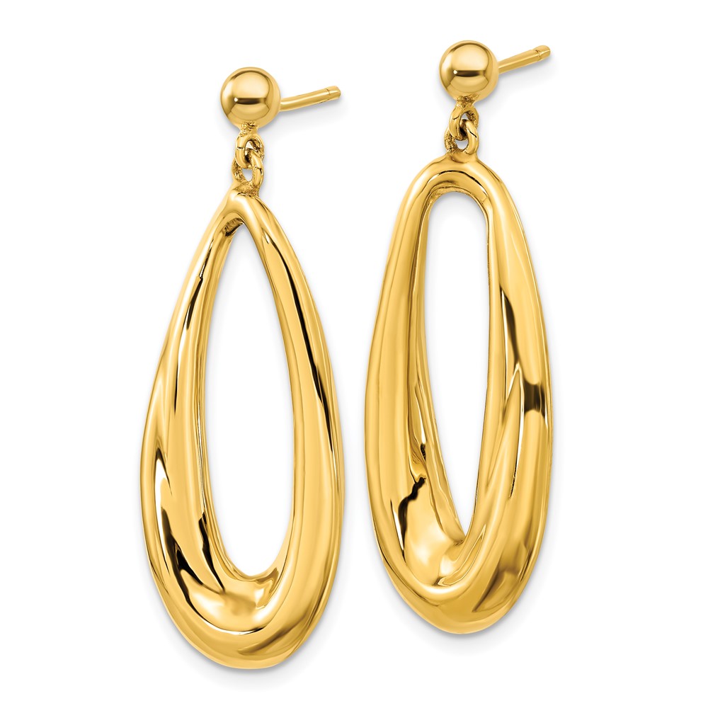 FJC Finejewelers 14 kt Yellow Gold Polished Hollow Oval Hollow Post Dangle Earrings 40 x 15 mm