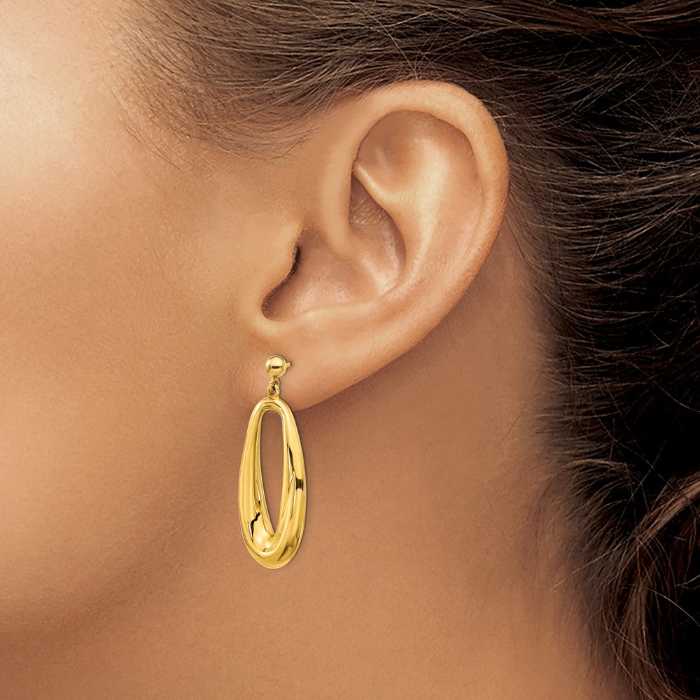 FJC Finejewelers 14 kt Yellow Gold Polished Hollow Oval Hollow Post Dangle Earrings 40 x 15 mm