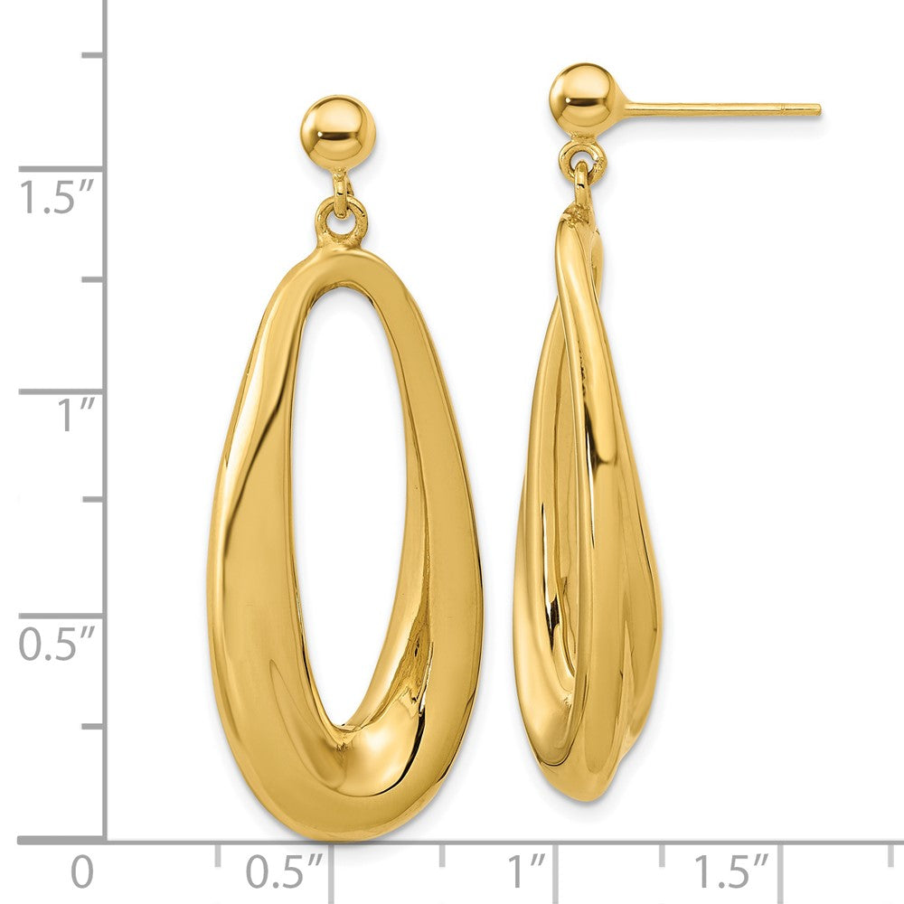 FJC Finejewelers 14 kt Yellow Gold Polished Hollow Oval Hollow Post Dangle Earrings 40 x 15 mm