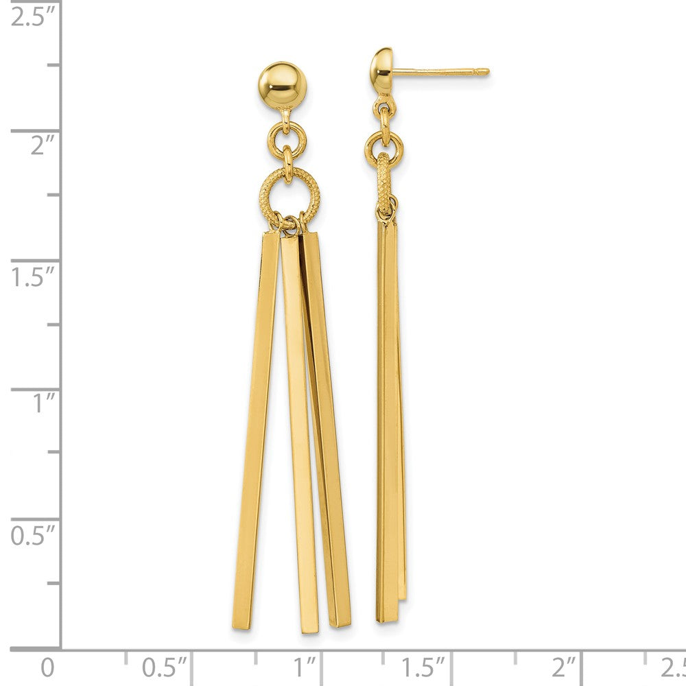 FJC Finejewelers 14 kt Yellow Gold Polished 3 Bar Post Dangle Earrings 54 x 16 mm