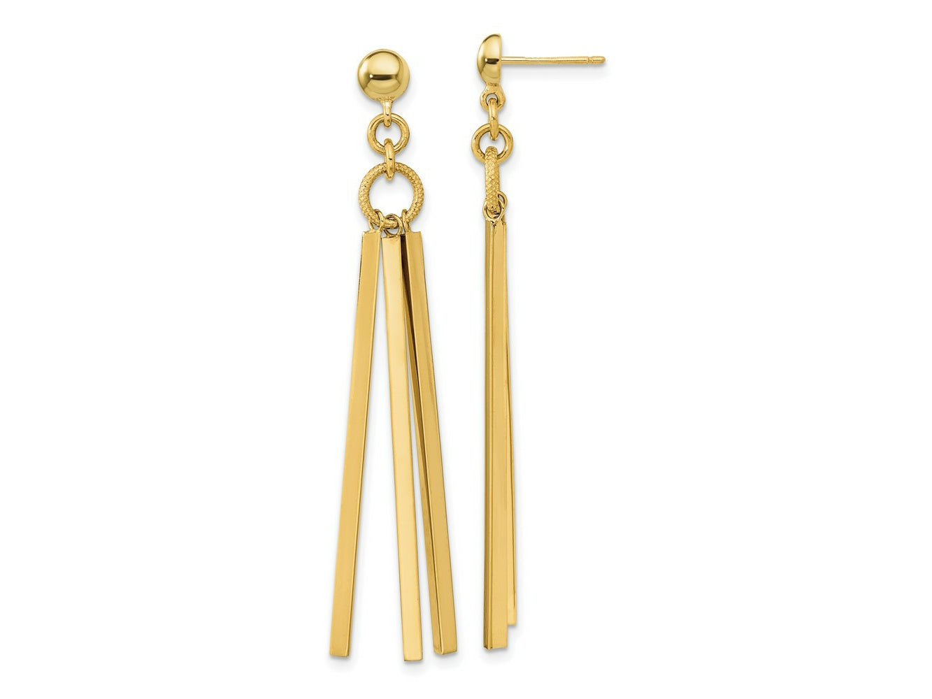FJC Finejewelers 14 kt Yellow Gold Polished 3 Bar Post Dangle Earrings 54 x 16 mm