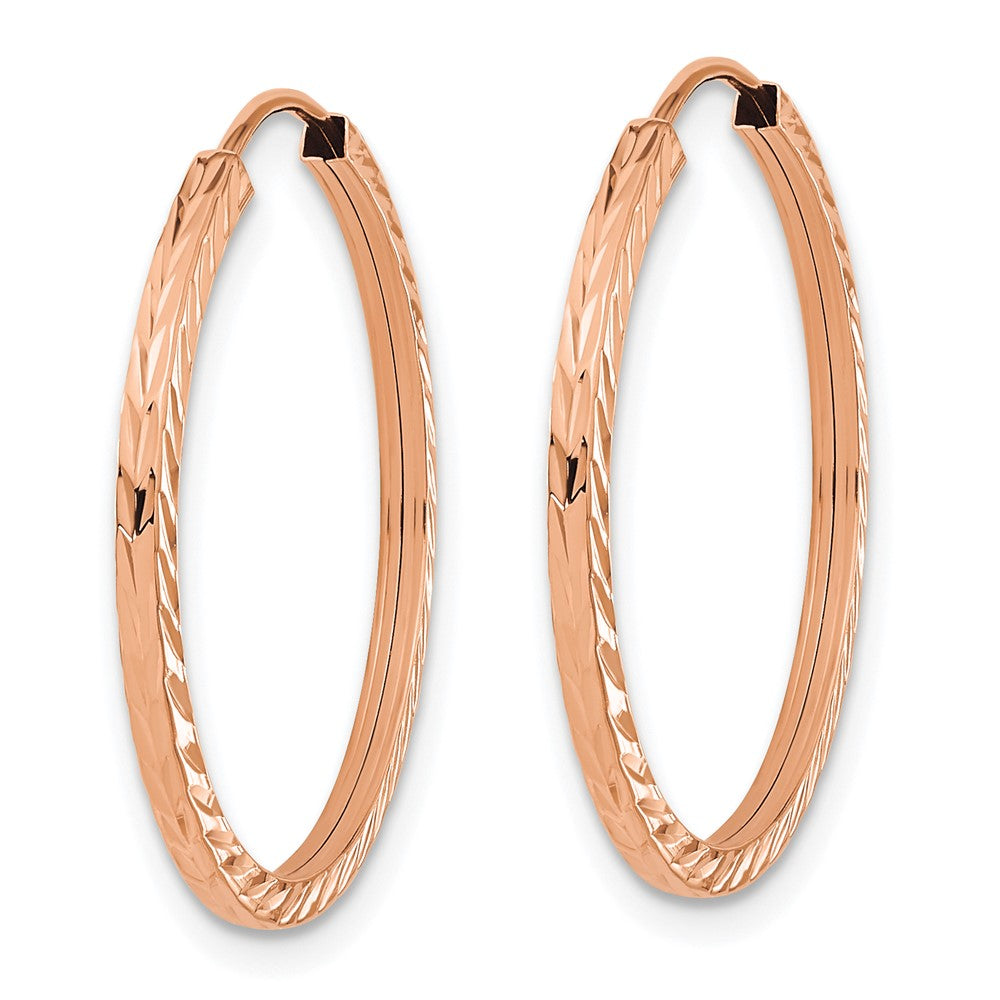 FJC Finejewelers 14 kt Rose Gold 1.60mm Bright Cut Square Tube Endless Hoop Earrings 25 x 1 mm
