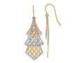 FJC Finejewelers 14 kt Tri Color Gold Tri-color Bright Cut Polished Filigree Dangle Earrings 45 x 15 mm