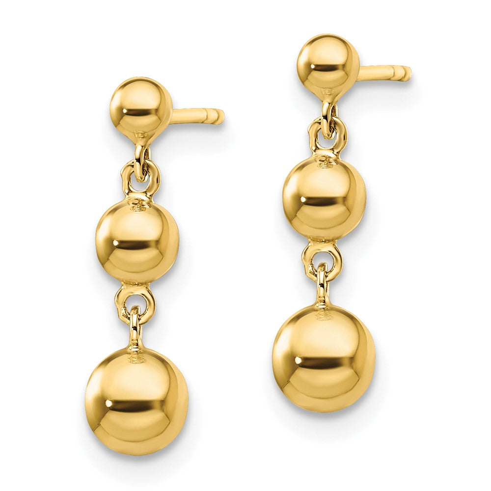 FJC Finejewelers 14 kt Yellow Gold Dangle Graduated 3 Ball Post Earrings 18 x 5 mm