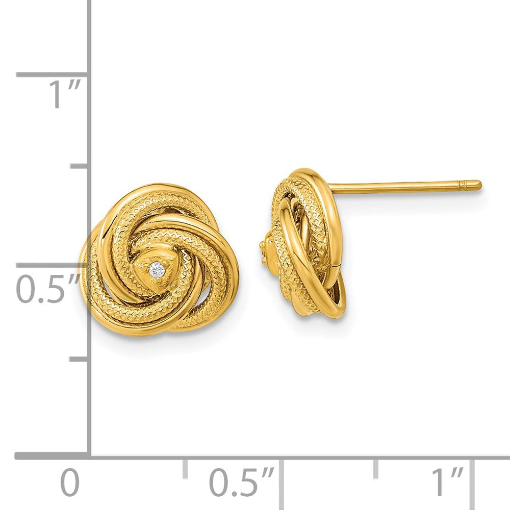 FJC Finejewelers 14 kt Yellow Gold Button Polished and Textured CZ Love Knot Earrings 10 x 10 mm