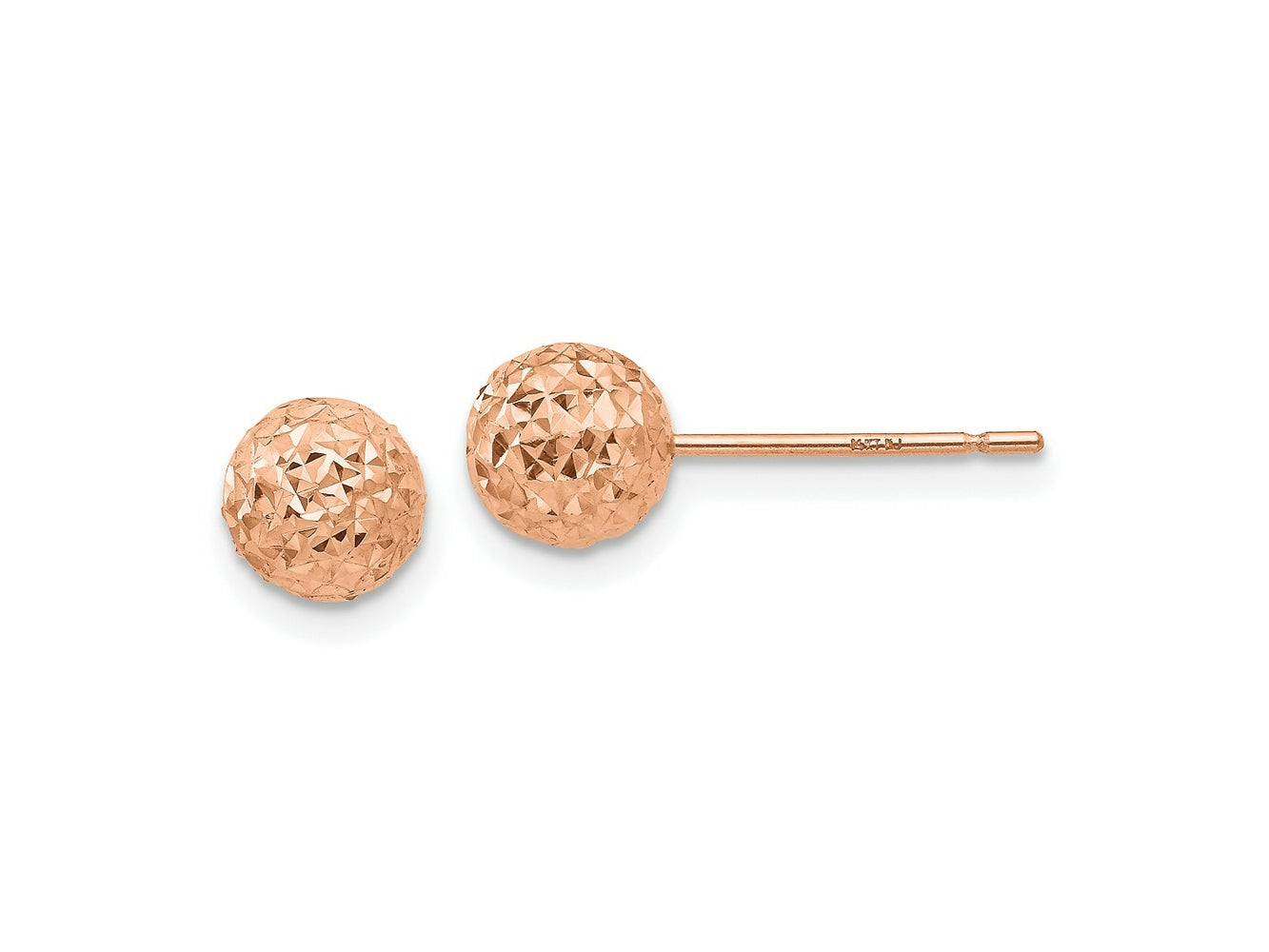 FJC Finejewelers 14 kt Rose Gold Bright Cut Ball Post Earrings 6 mm x 6 mm