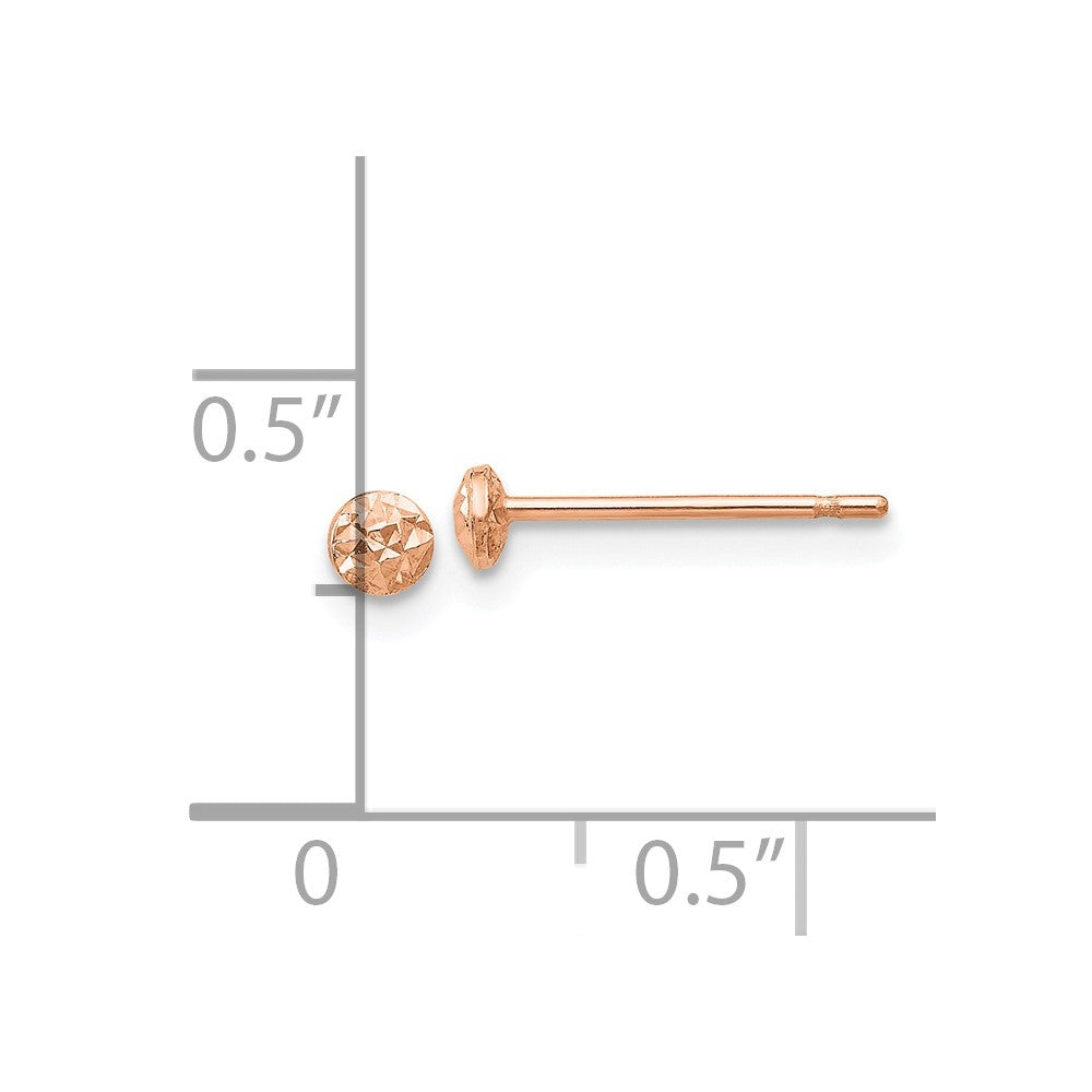 FJC Finejewelers 14 kt Rose Gold Bright Cut Button Puff Circle Stud Earrings 3 mm x 3 mm