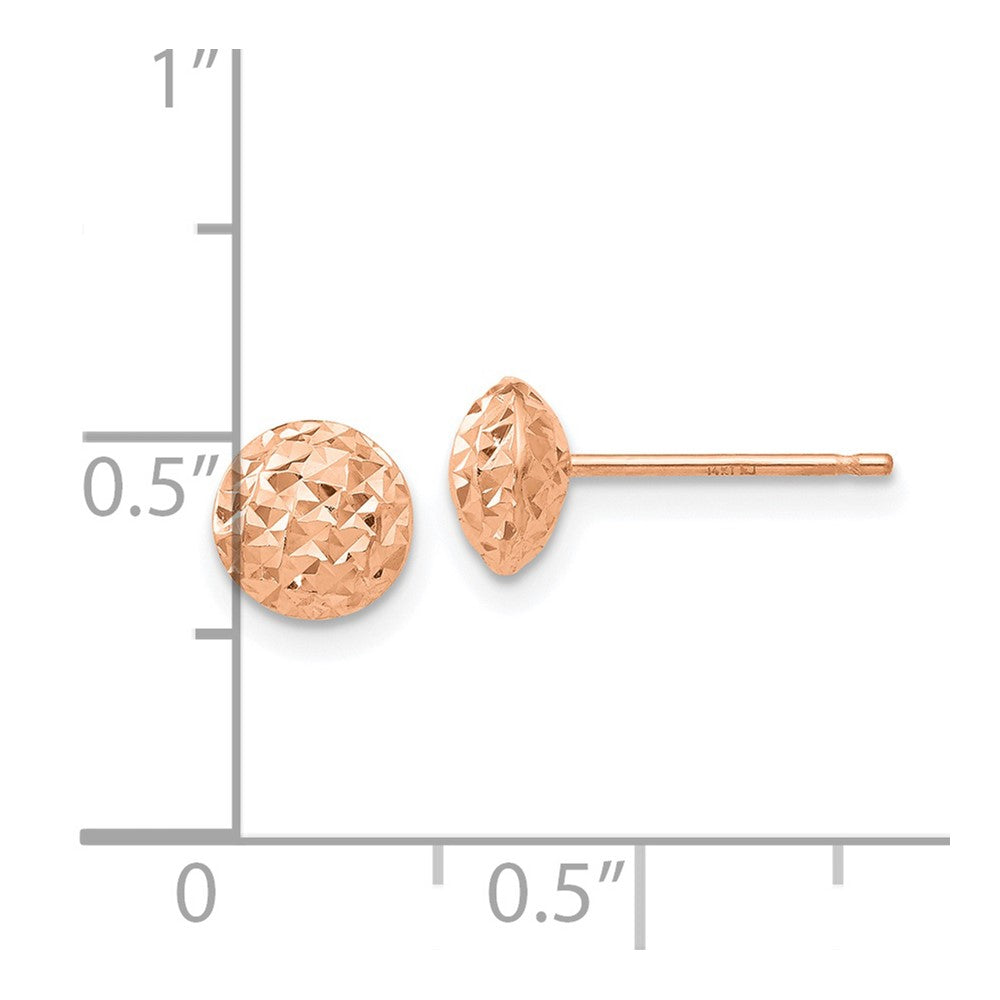 FJC Finejewelers 14 kt Rose Gold Bright Cut Button Circle Puff Post Earrings 6 mm x 6 mm