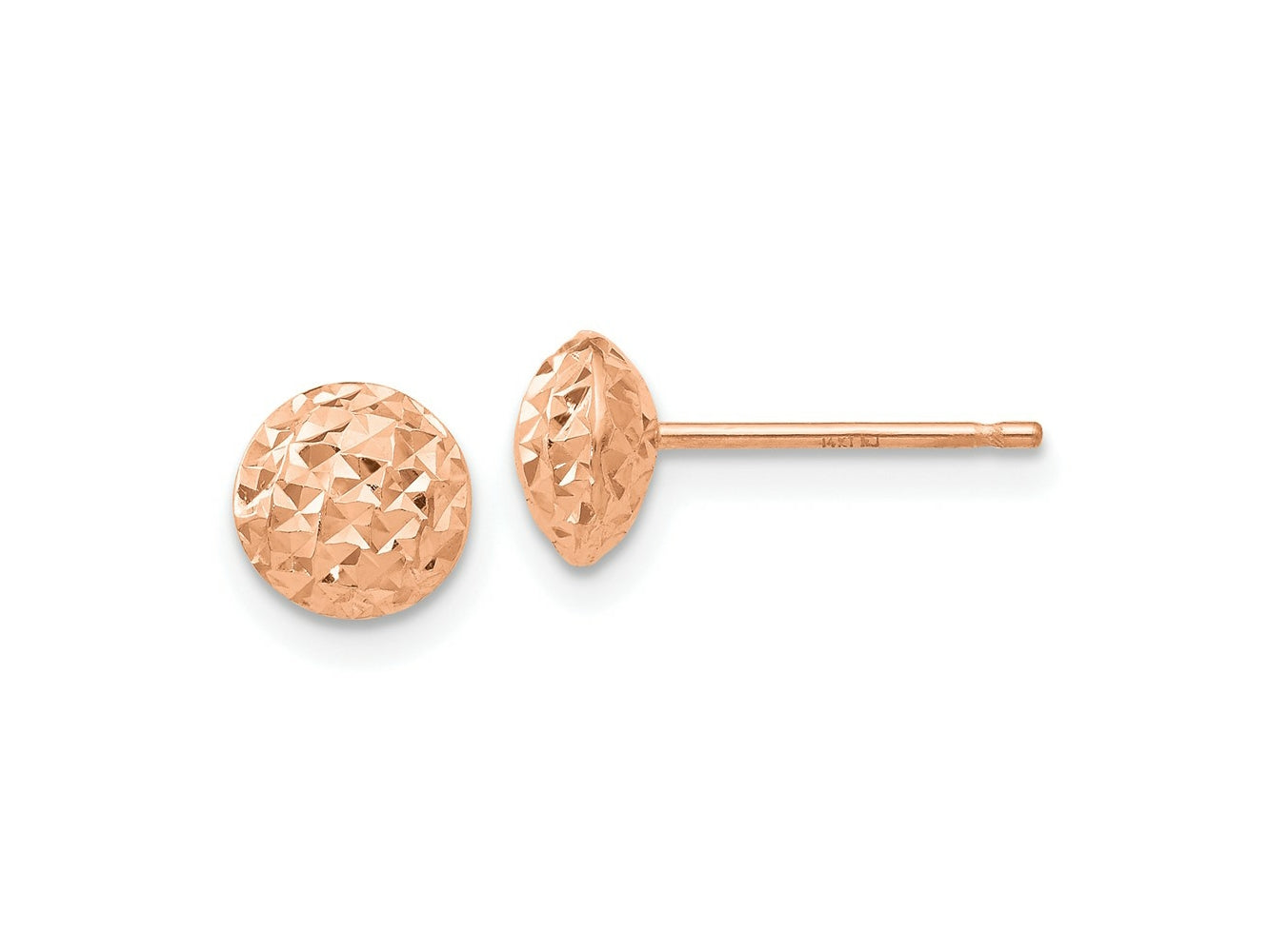 FJC Finejewelers 14 kt Rose Gold Bright Cut Button Circle Puff Post Earrings 6 mm x 6 mm