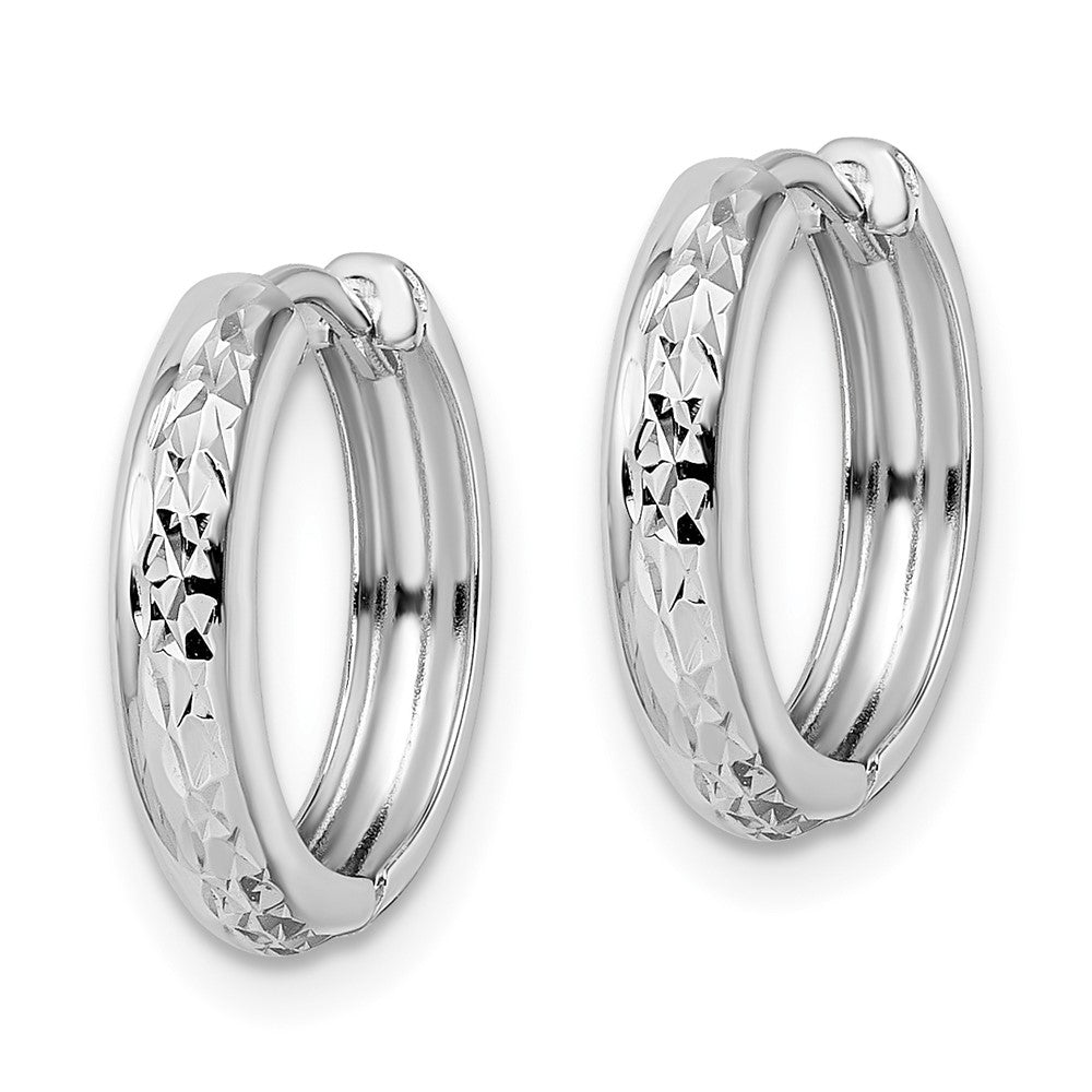 FJC Finejewelers 14 kt White Gold Hoops Polished Textured Hinged Hoop Earrings 3x14x15 mm