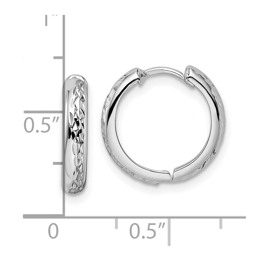 FJC Finejewelers 14 kt White Gold Hoops Polished Textured Hinged Hoop Earrings 3x14x15 mm