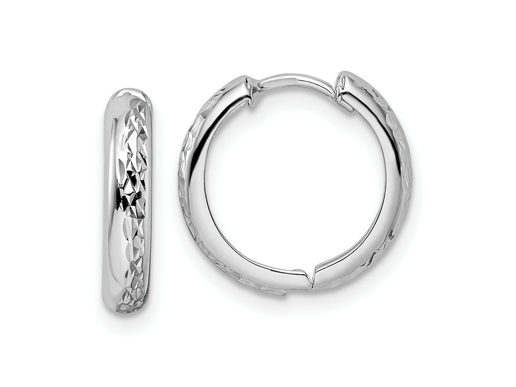 FJC Finejewelers 14 kt White Gold Hoops Polished Textured Hinged Hoop Earrings 3x14x15 mm