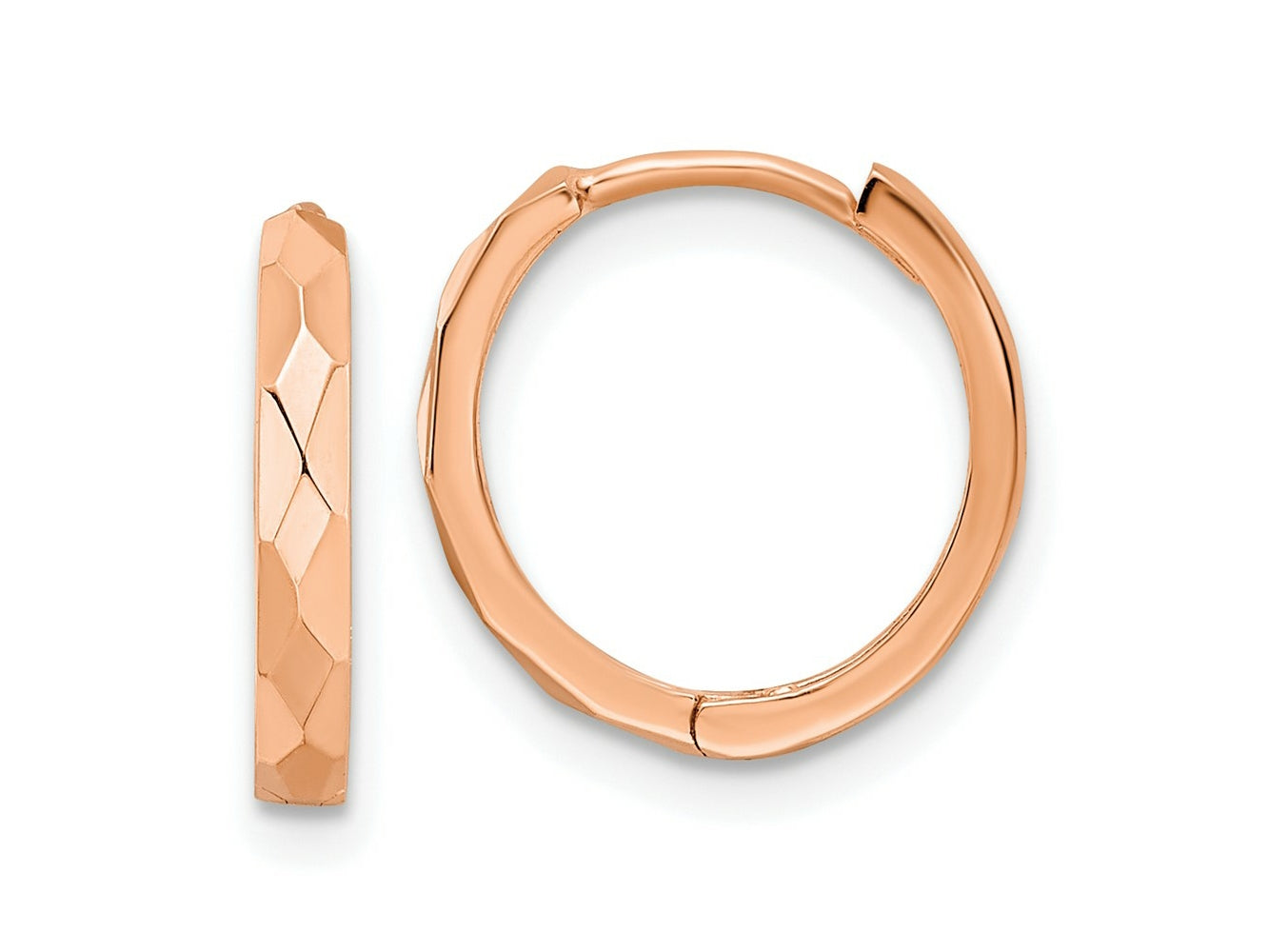 FJC Finejewelers 14 kt Rose Gold Hoops Polished Faceted Hinged Hoop Earrings 2x13 mm