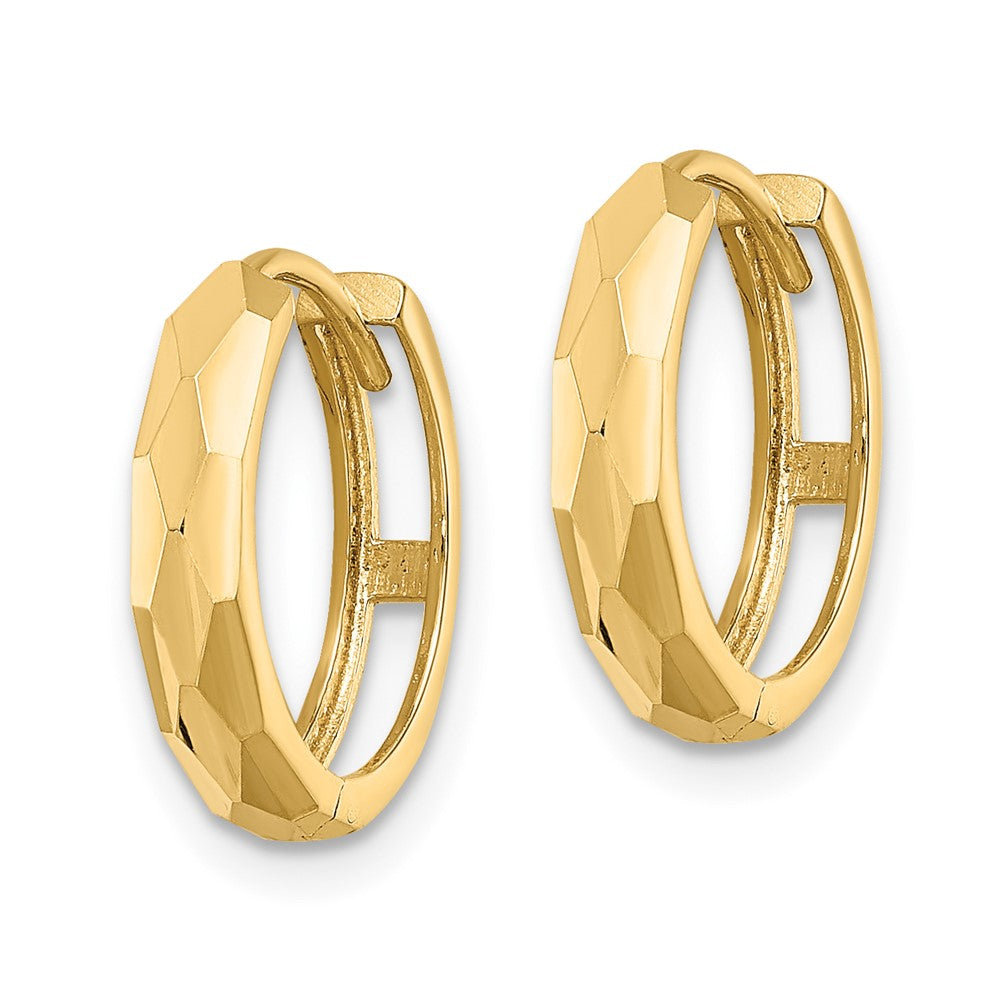 FJC Finejewelers 14 kt Yellow Gold Polished Faceted 3x15mm Hinged Hoop Earrings 14 mm x 14 mm