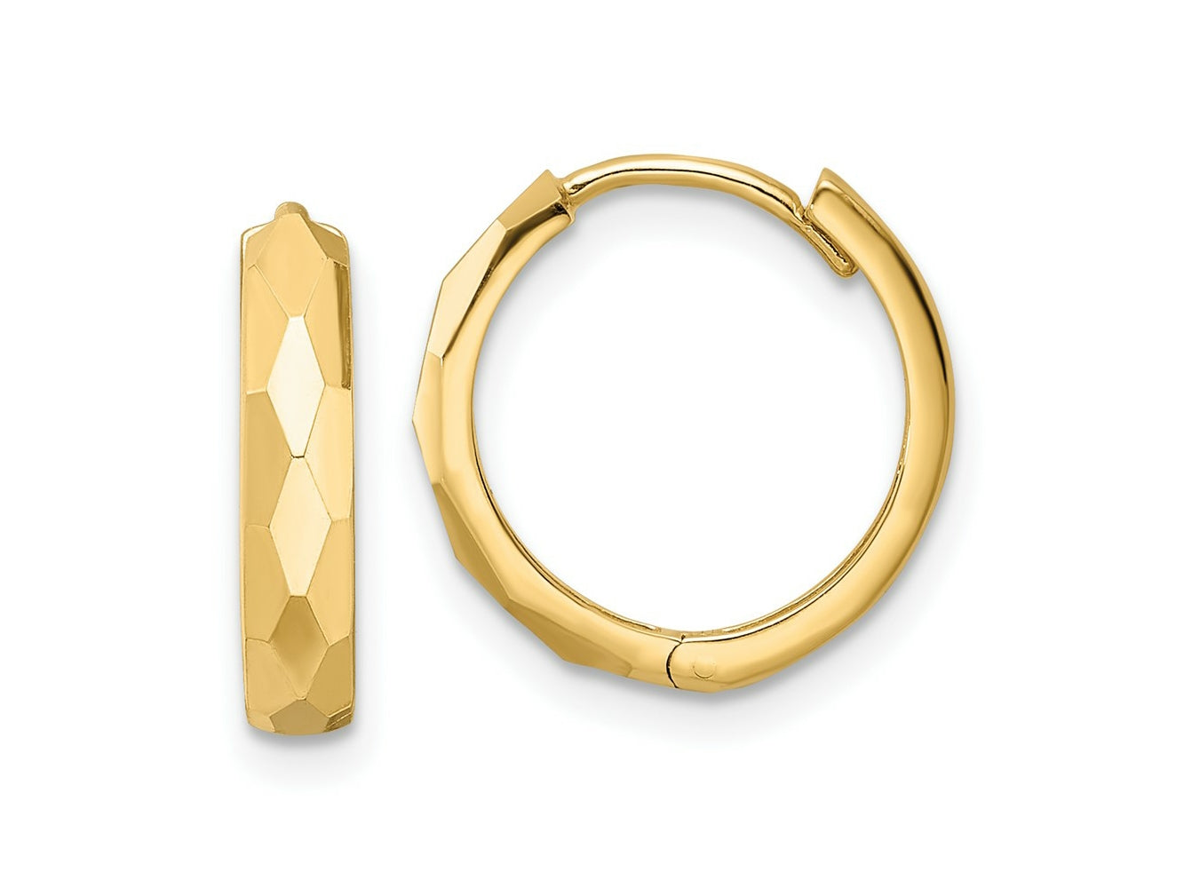 FJC Finejewelers 14 kt Yellow Gold Polished Faceted 3x15mm Hinged Hoop Earrings 14 mm x 14 mm