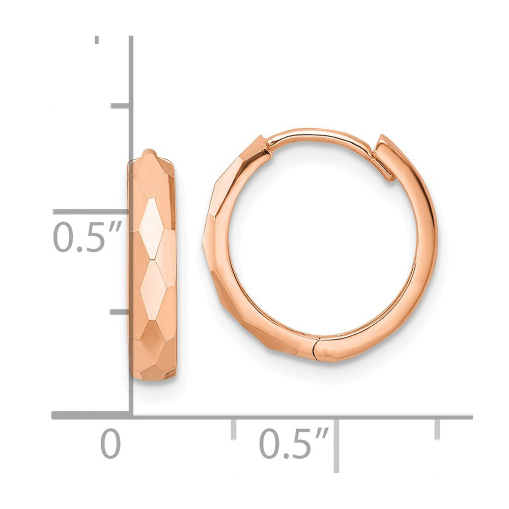 FJC Finejewelers 14 kt Rose Gold Hoops Polished Faceted Hinged Hoop Earrings 3 mm x 14 mm