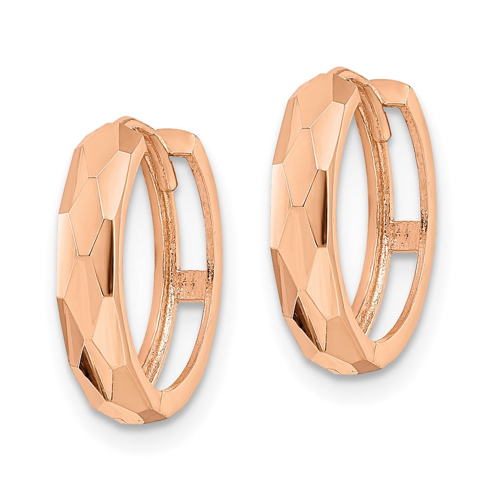 FJC Finejewelers 14 kt Rose Gold Hoops Polished Faceted Hinged Hoop Earrings 3 mm x 14 mm