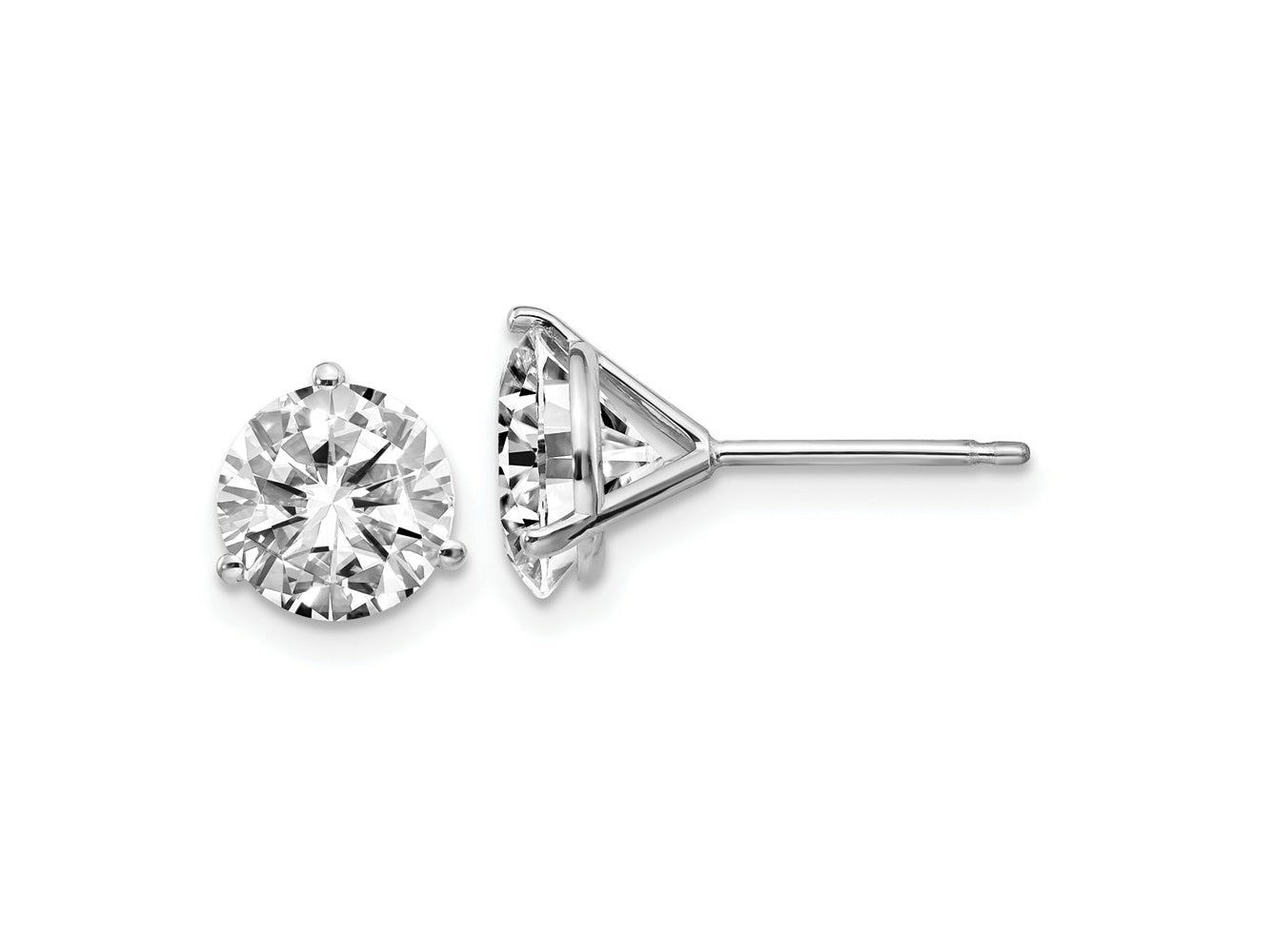 FJC Finejewelers 14 kt White Gold Stud 2.50ct. 7.0mm Round J-K Color Moissanite Earrings 7 mm x 7 mm