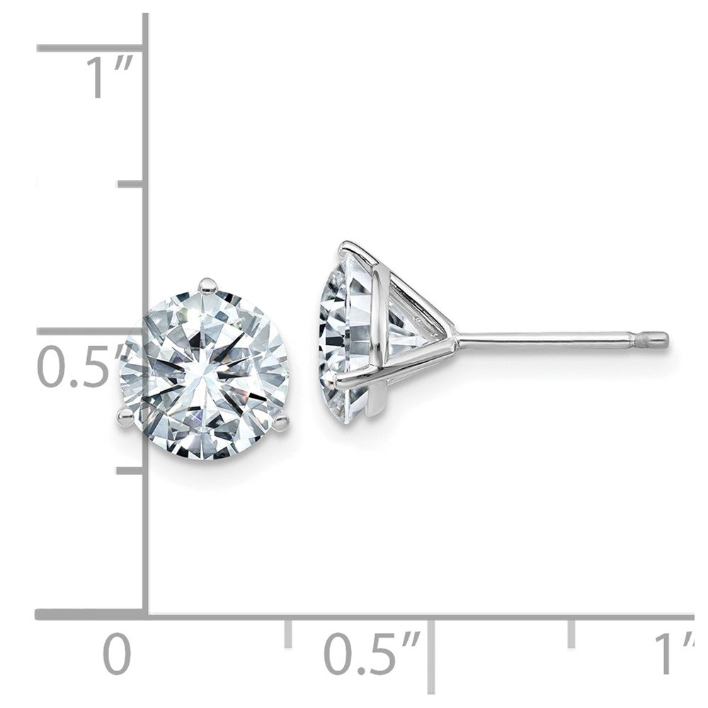 FJC Finejewelers 14 kt White Gold Stud 3ct. 7.5mm Round D E F Pure Light Moissanite Earrings 7 mm x 7 mm