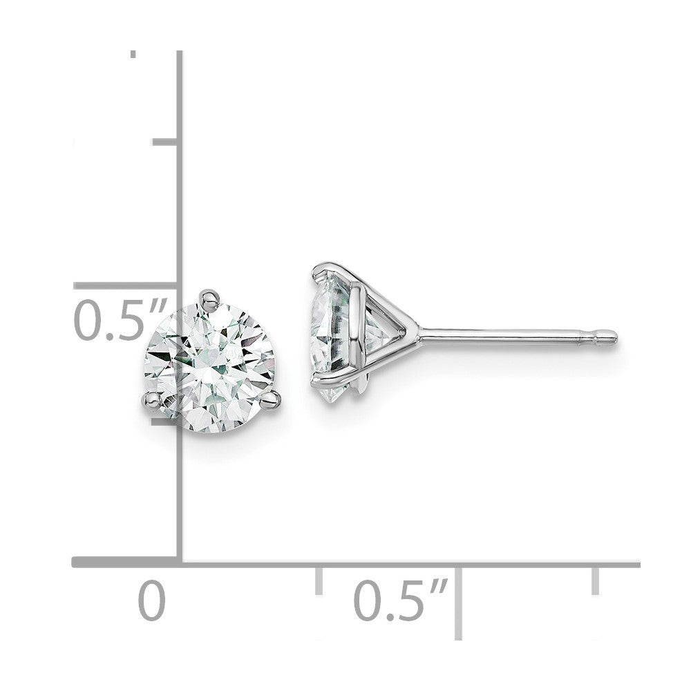 FJC Finejewelers 14 kt White Gold Stud 1.5ct. 6.0mm Round J-K Color Moissanite 3 Prong Earrings