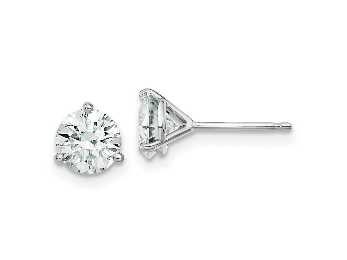FJC Finejewelers 14 kt White Gold Stud 1.5ct. 6.0mm Round J-K Color Moissanite 3 Prong Earrings