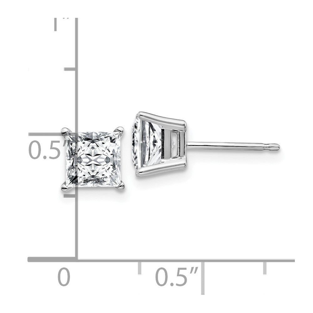 FJC Finejewelers 14 kt White Gold Stud 2.30ct. 6.0mm Princess GHI True Light Moissanite Earrings