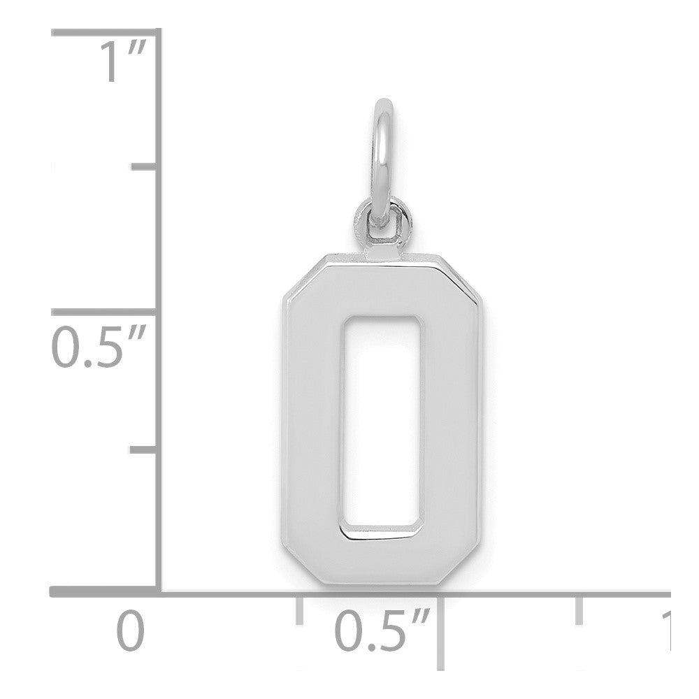 FJC Finejewelers 14 kt White Gold Medium Polished Number 0 Charm 17 x 9 mm