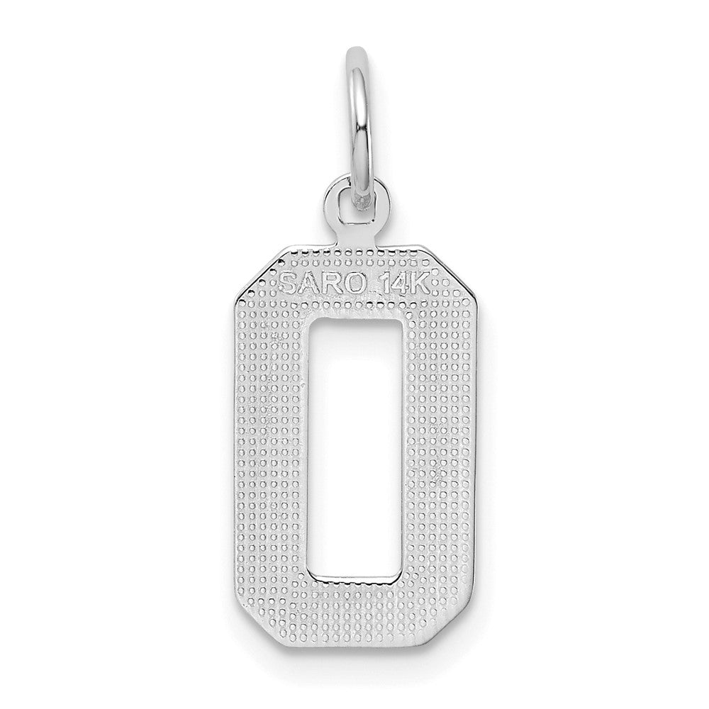 FJC Finejewelers 14 kt White Gold Medium Polished Number 0 Charm 17 x 9 mm