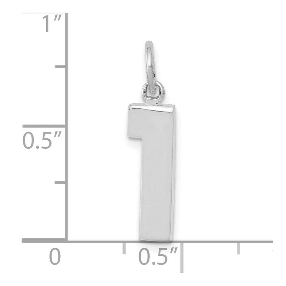 FJC Finejewelers 14 kt White Gold Medium Polished Number 1 Charm 17 x 5 mm