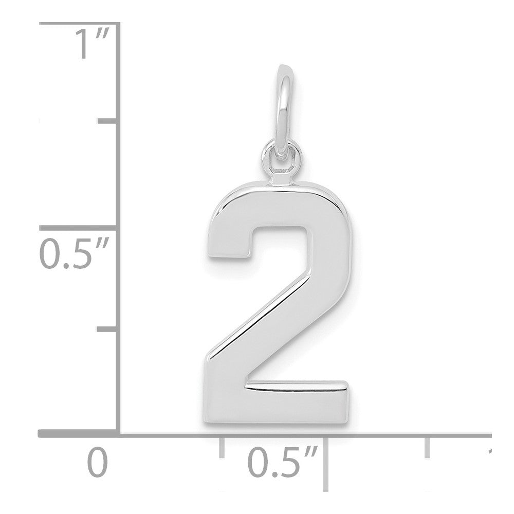 FJC Finejewelers 14 kt White Gold Medium Polished Number 2 Charm 17 x 9 mm