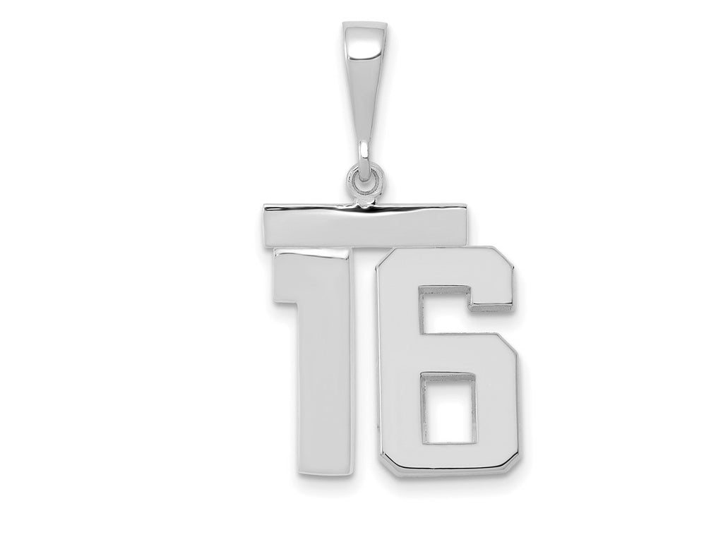FJC Finejewelers 14 kt White Gold Medium Polished Number 16 Charm