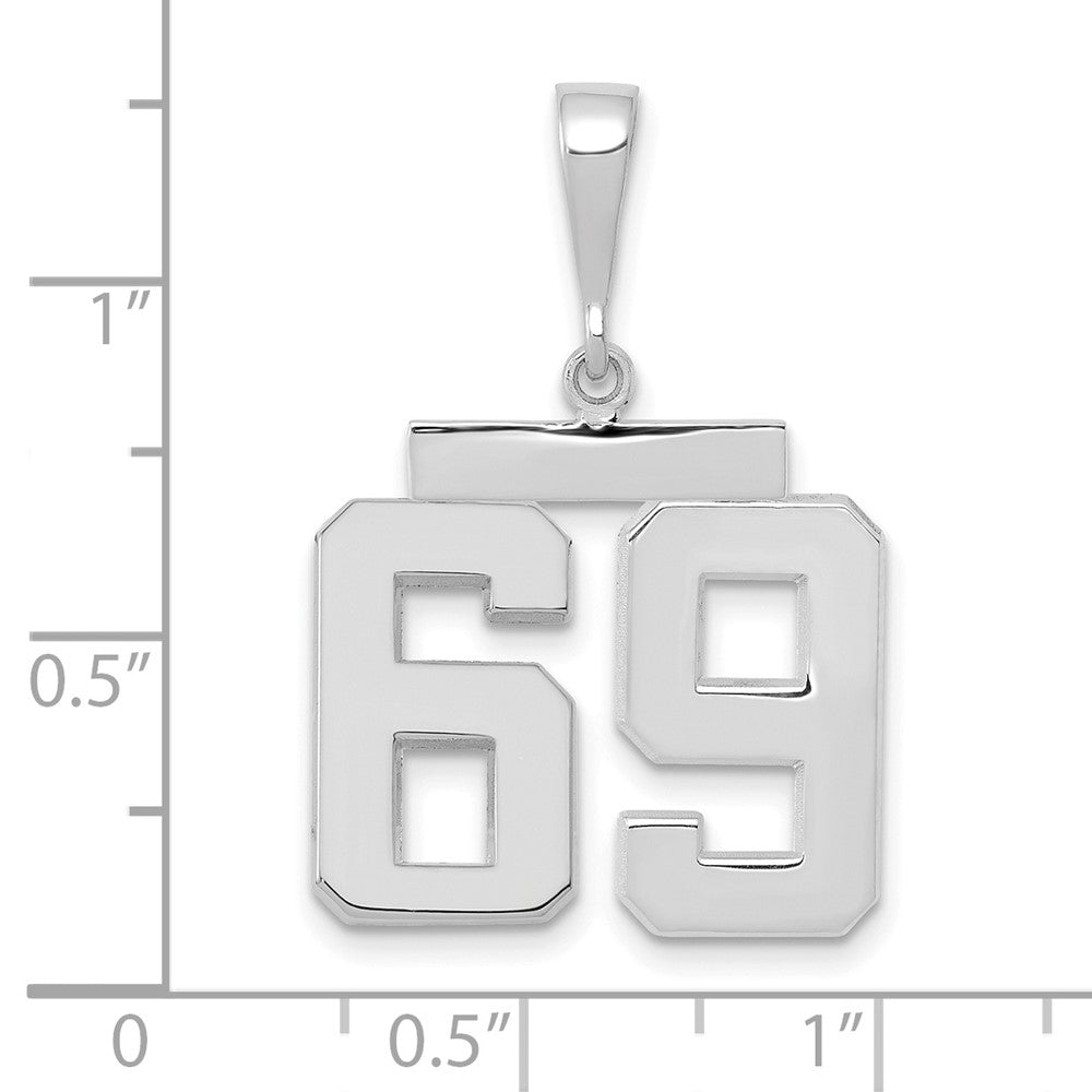 FJC Finejewelers 14 kt White Gold Medium Polished Number 69 Charm