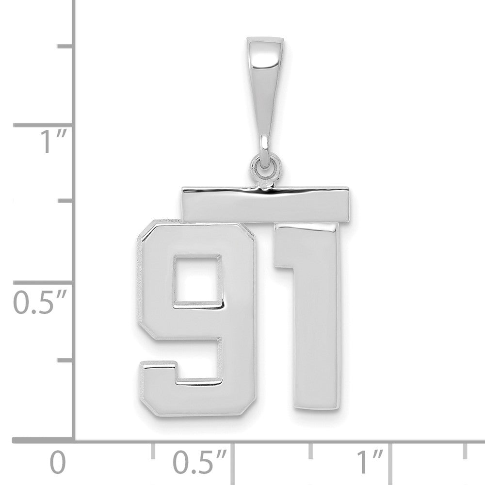 FJC Finejewelers 14 kt White Gold Medium Polished Number 91 Charm