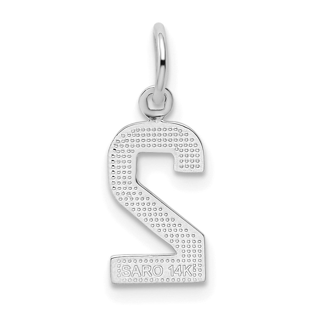 FJC Finejewelers 14 kt White Gold Small Polished Number 2 Charm 15 x 7 mm