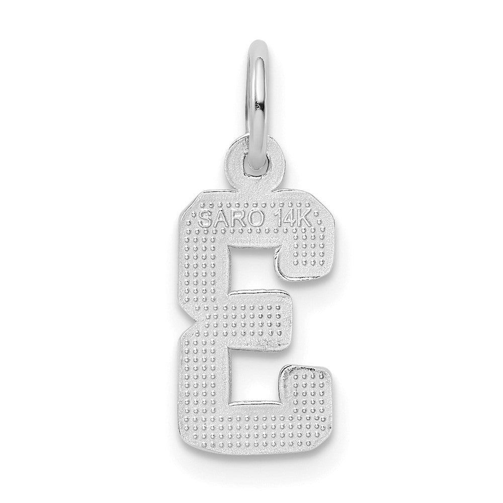 FJC Finejewelers 14 kt White Gold Small Polished Number 3 Charm 15 x 7 mm