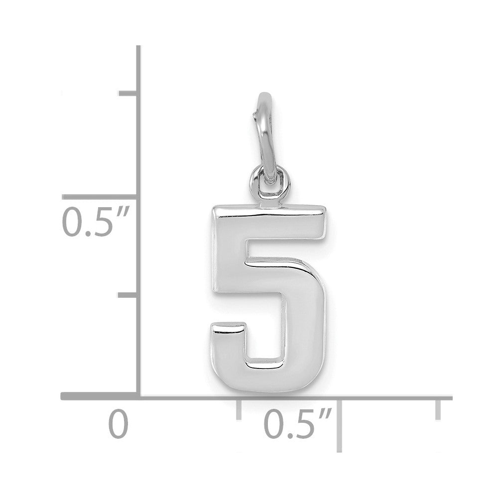 FJC Finejewelers 14 kt White Gold Small Polished Number 5 Charm 14 x 7 mm