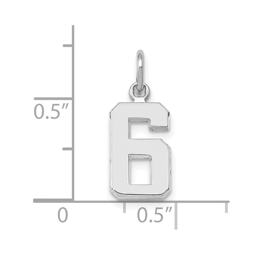 FJC Finejewelers 14 kt White Gold Small Polished Number 6 Charm 14 x 8 mm