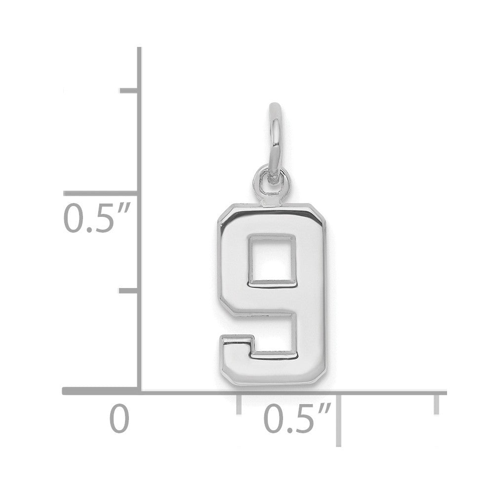 FJC Finejewelers 14 kt White Gold Small Polished Number 9 Charm 14 x 7 mm