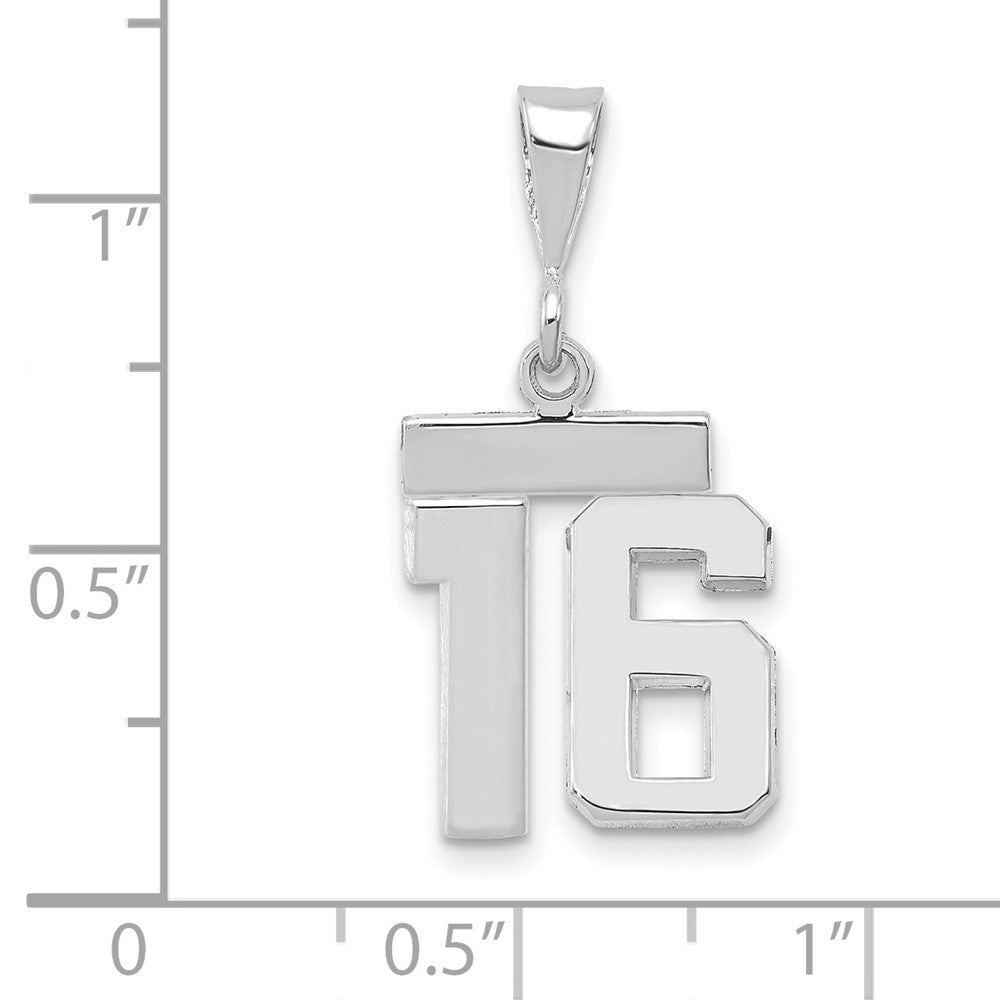 FJC Finejewelers 14 kt White Gold Small Polished Number 16 Charm