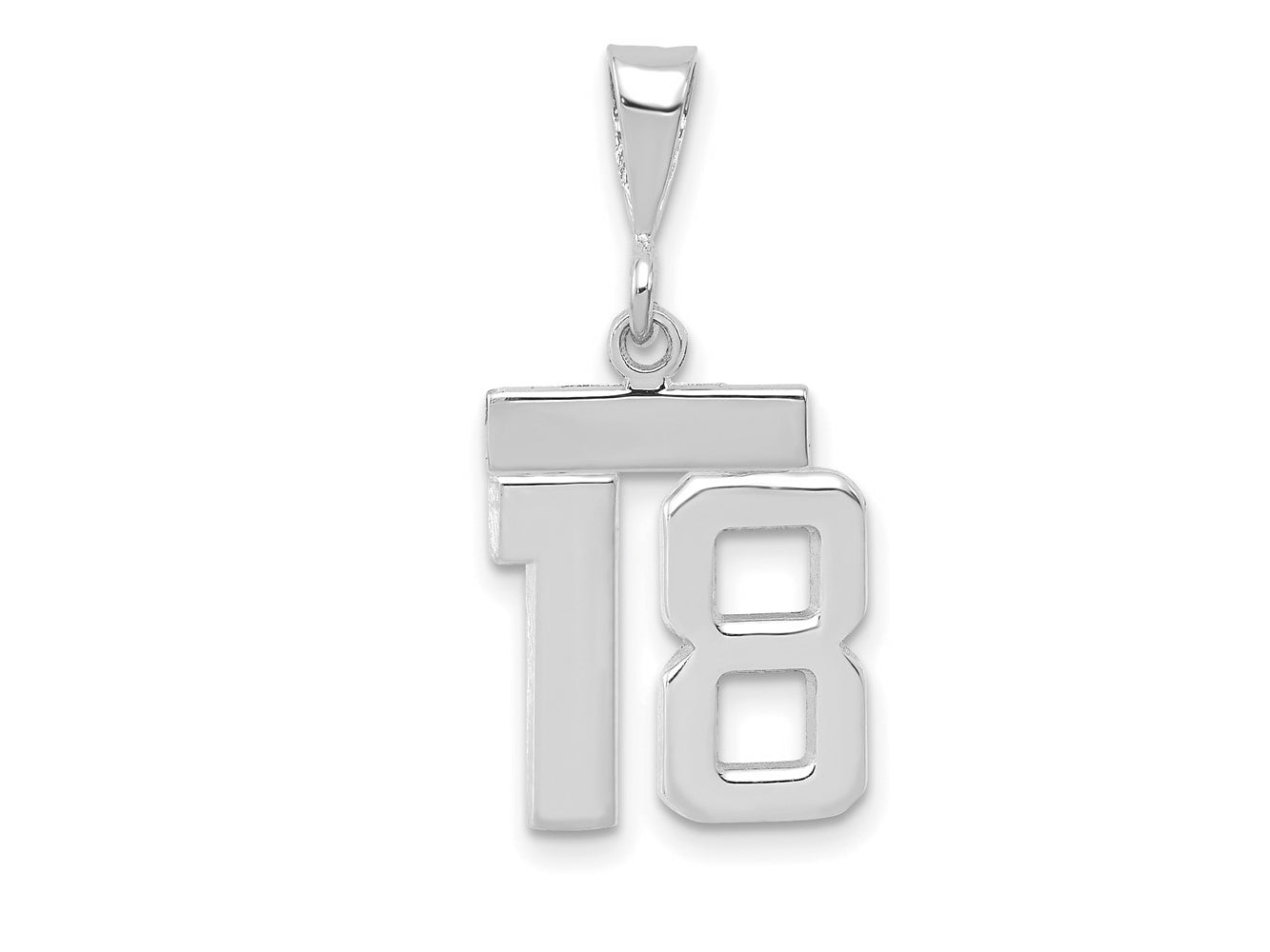 FJC Finejewelers 14 kt White Gold Small Polished Number 18 Charm
