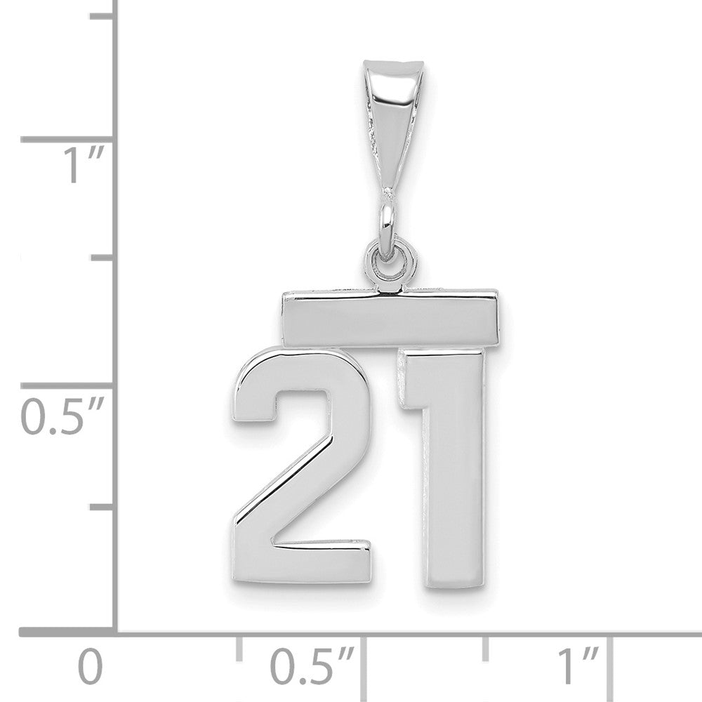 FJC Finejewelers 14 kt White Gold Small Polished Number 21 Charm