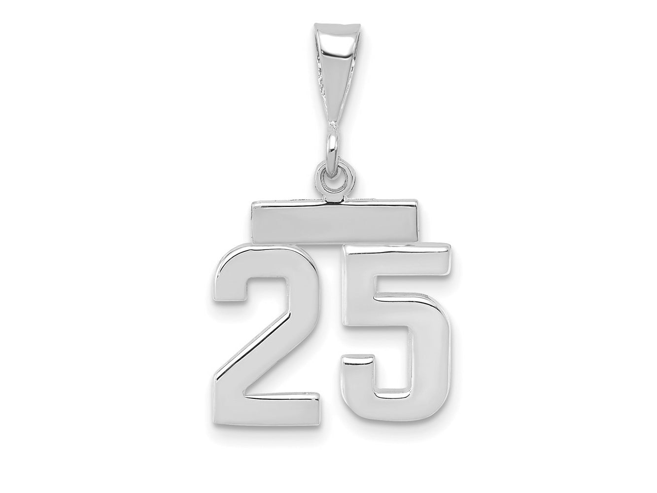 FJC Finejewelers 14 kt White Gold Small Polished Number 25 Charm