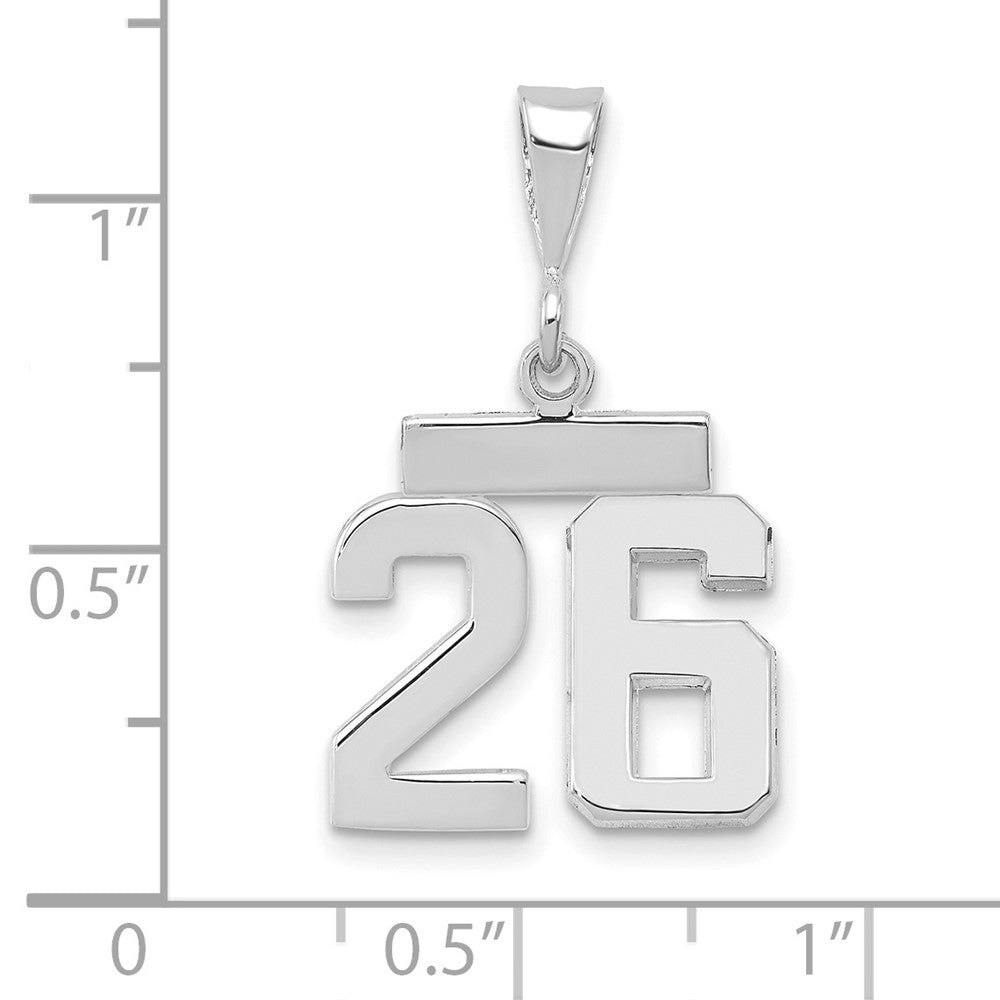 FJC Finejewelers 14 kt White Gold Small Polished Number 26 Charm