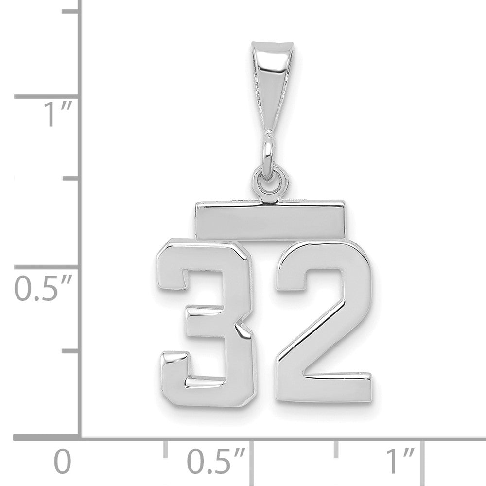 FJC Finejewelers 14 kt White Gold Small Polished Number 32 Charm